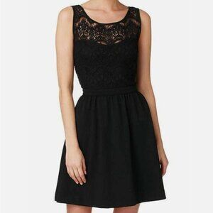 Lilly Pulitzer Rhea Black Ponte Placed Lace Party Cocktail Dress LBD S